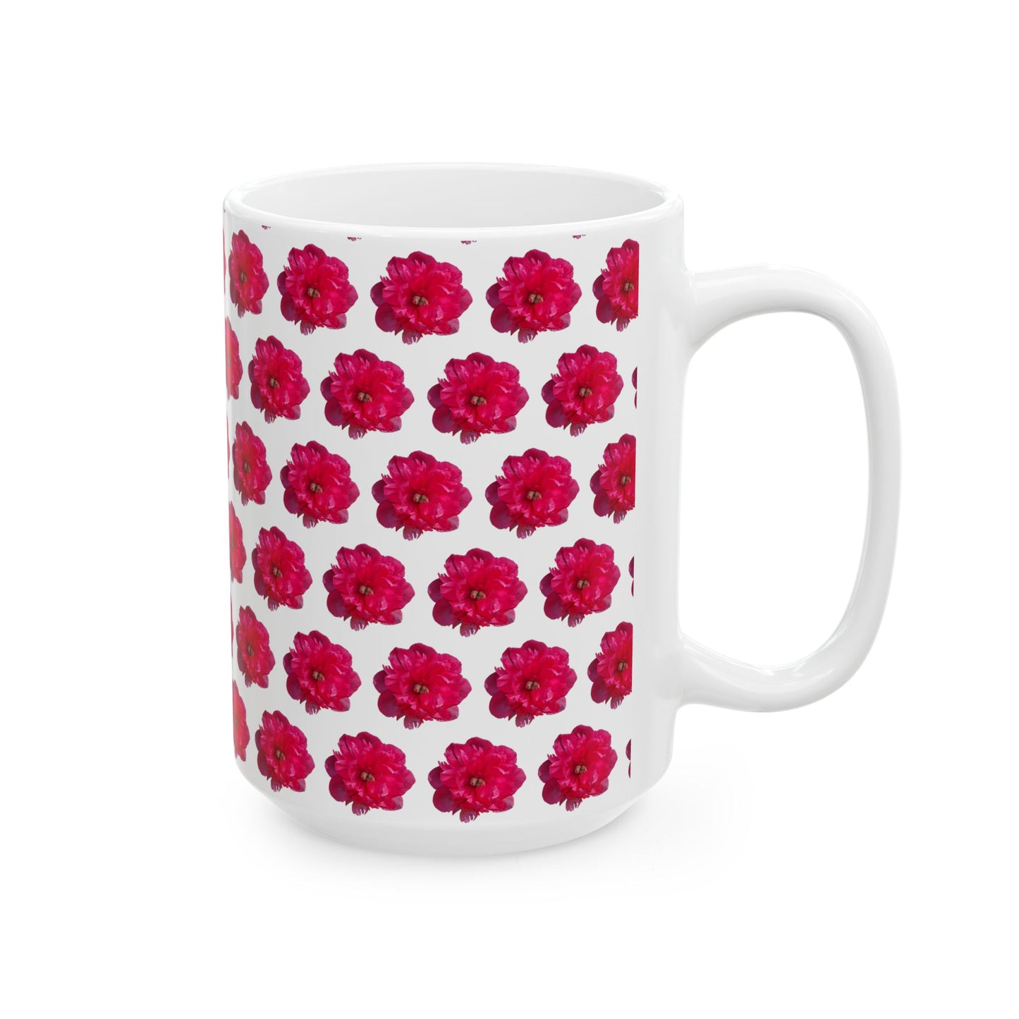 Flower Pattern Ceramic Mug - 15oz