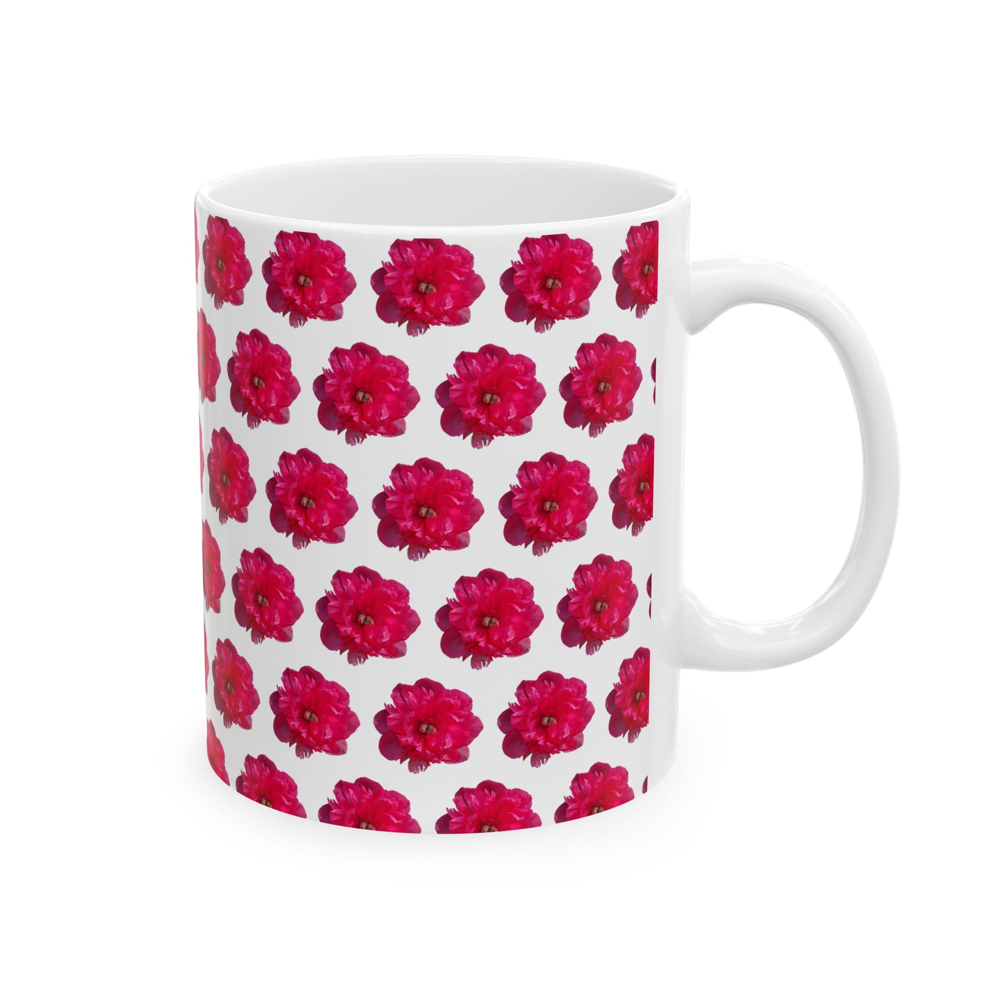 Flower Pattern Ceramic Mug - 11oz