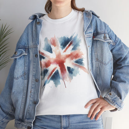 British Flag Watercolor Unisex Heavy Cotton Tee - Casual Fashion for Celebrations and Everyday Wear