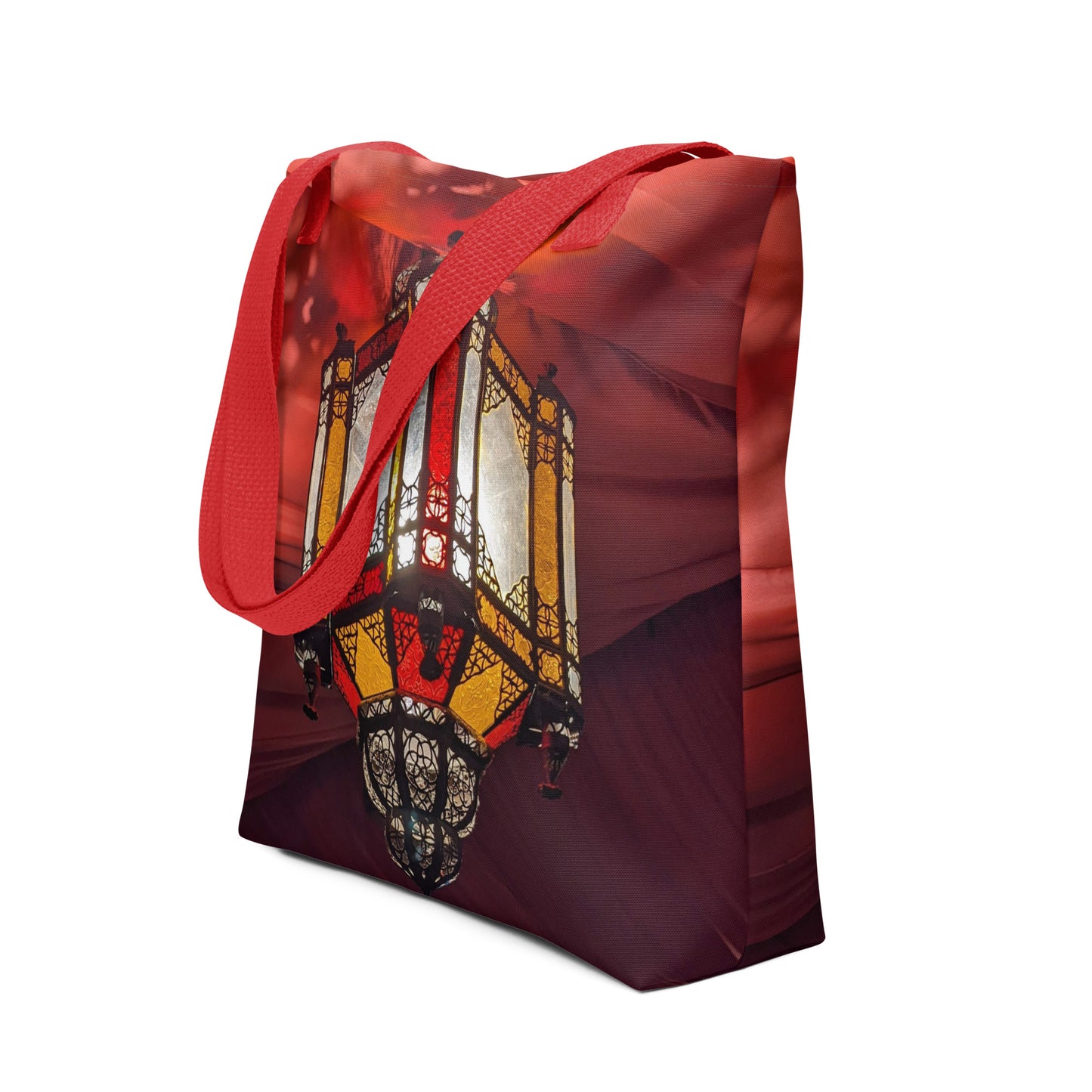 Ornate Lantern Tote Bag - Red Handle