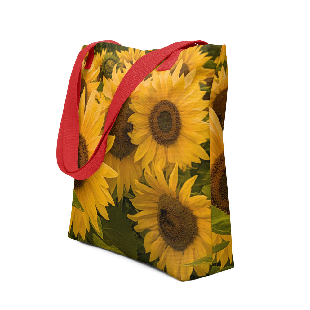 Sunflowers Tote bag - Red Handle