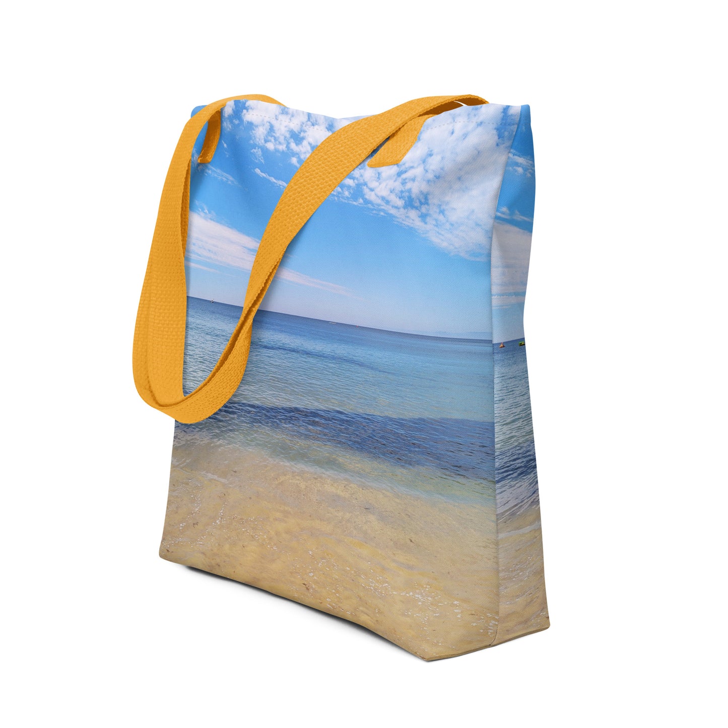 Praia da Oura Beach View Tote Bag - Yellow Handle