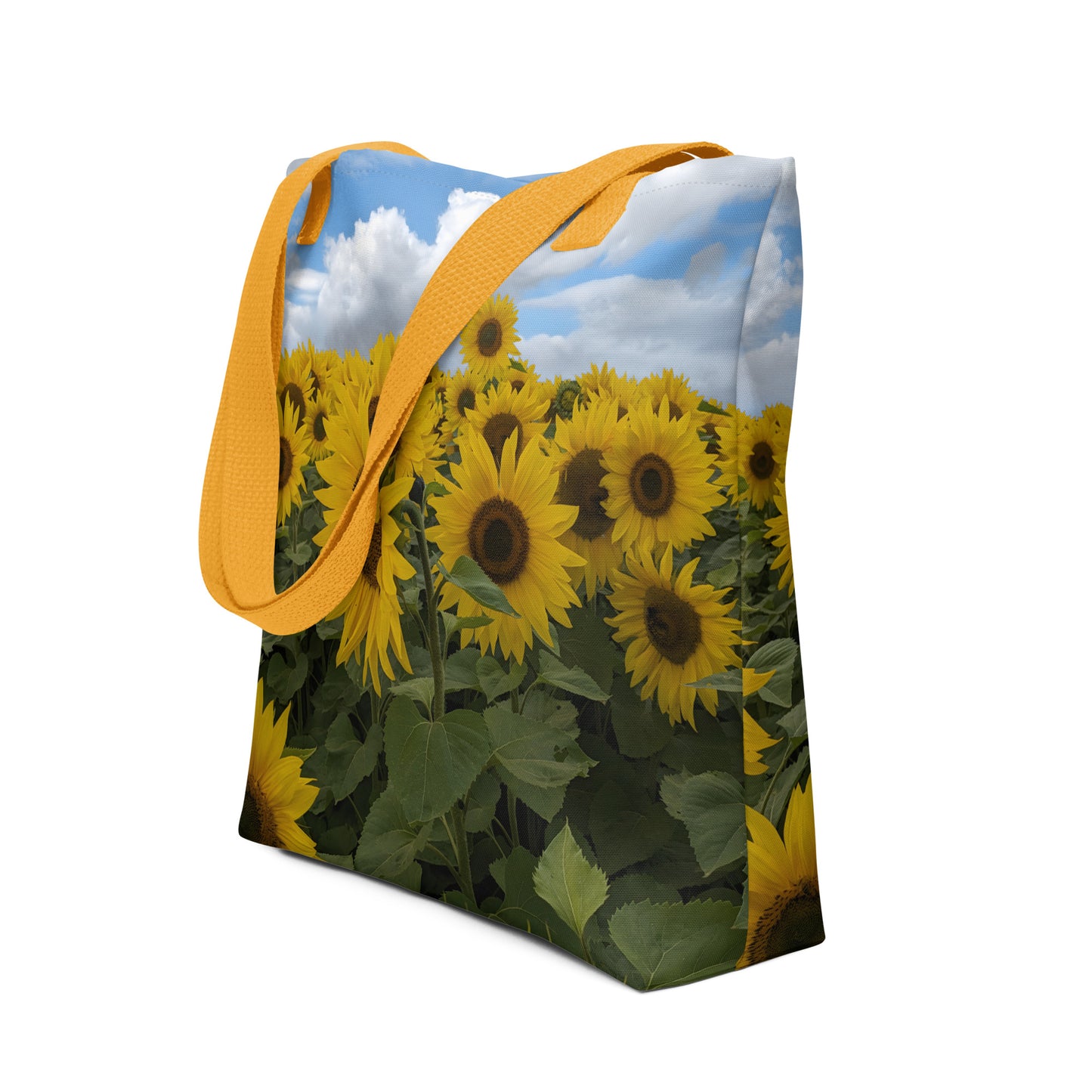 Sunflower Field Tote Bag - Yellow Handle