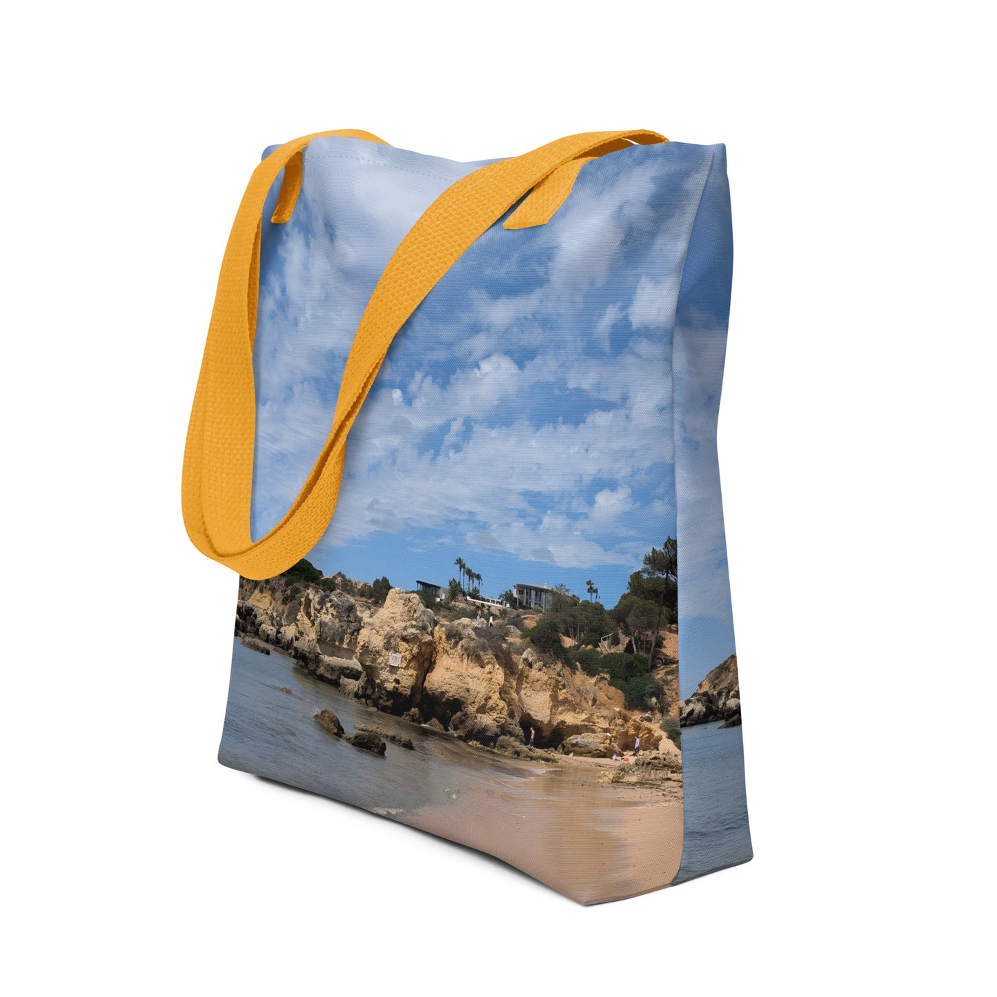 Praia da Oura Coastline Tote Bag - Yellow Handle